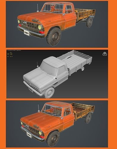 Ford F250 1967 - 1972 Low-poly 3D model