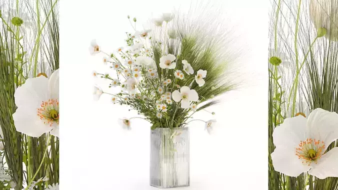 Summer bouquet of wildflowers poppy chamomile wheat 430
