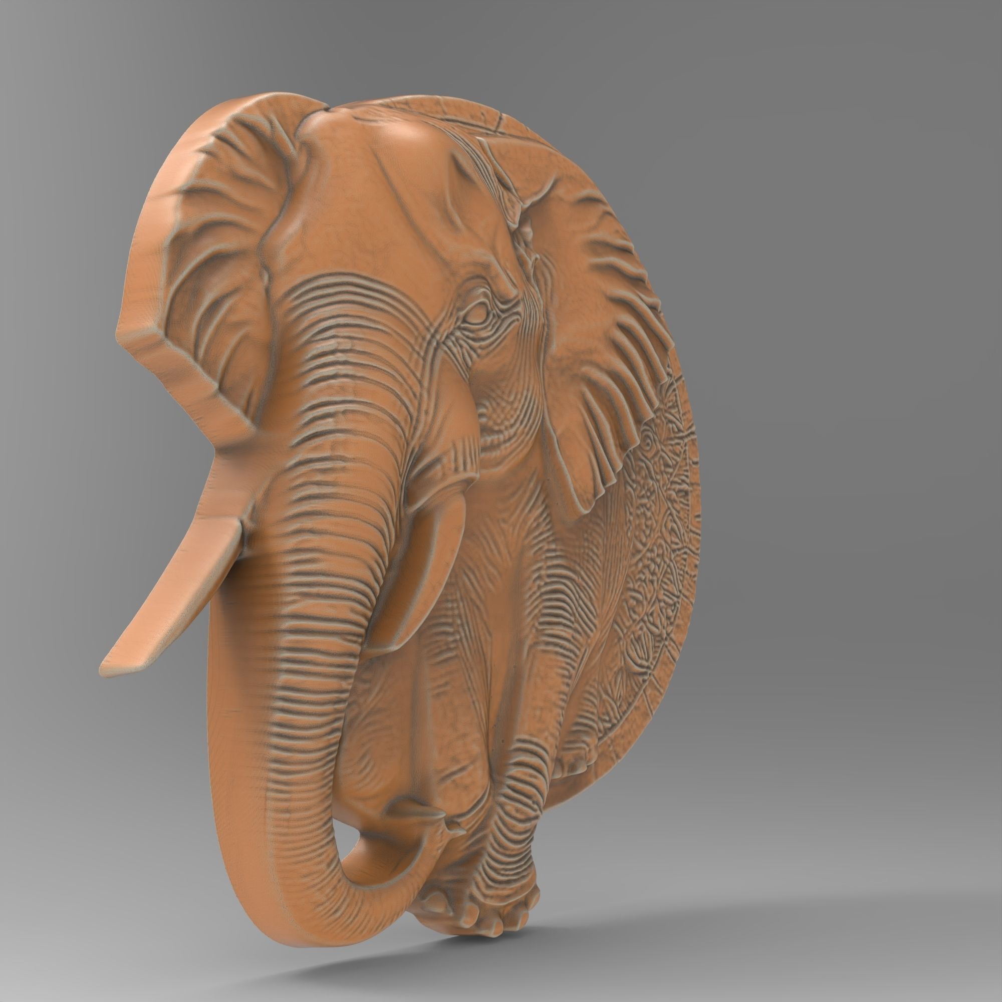 Elephant Wall Plaque Sculpture Lucky Medallion Jewelry 3D print model_2