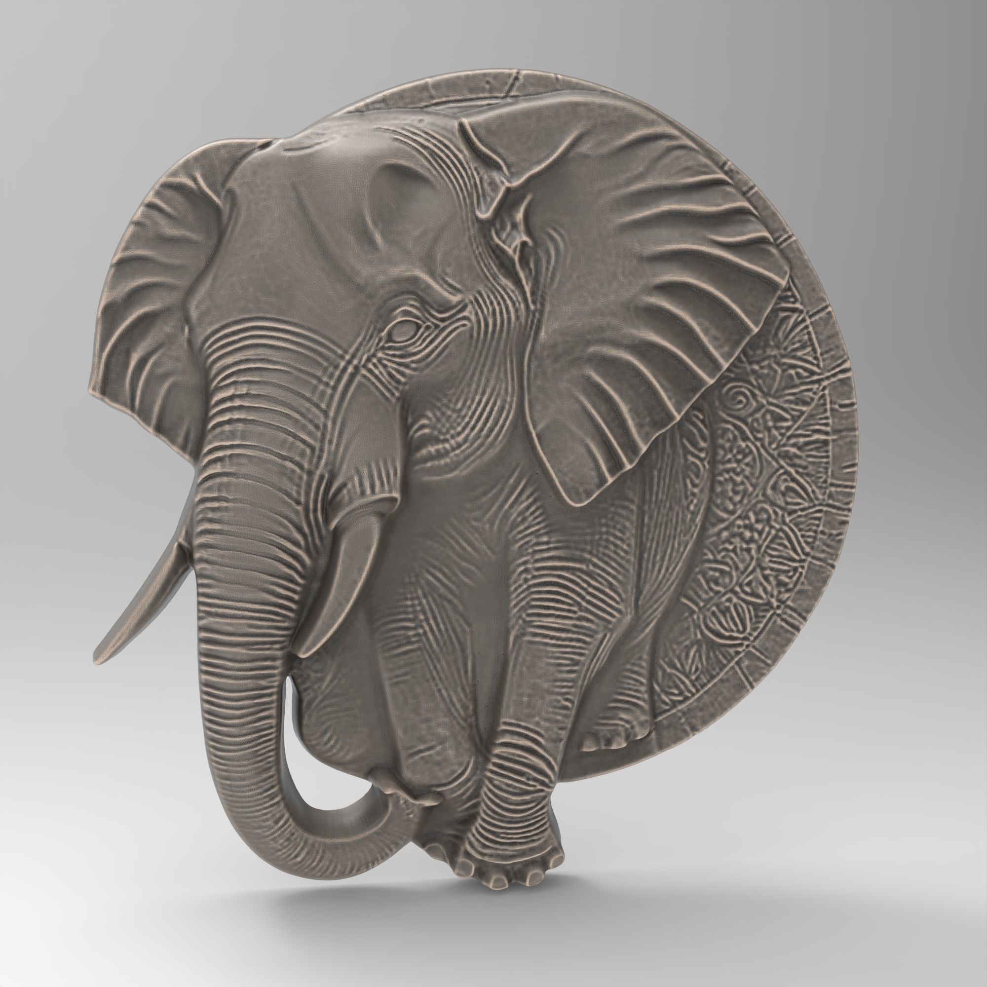 Elephant Wall Plaque Sculpture Lucky Medallion Jewelry 3D print model_3