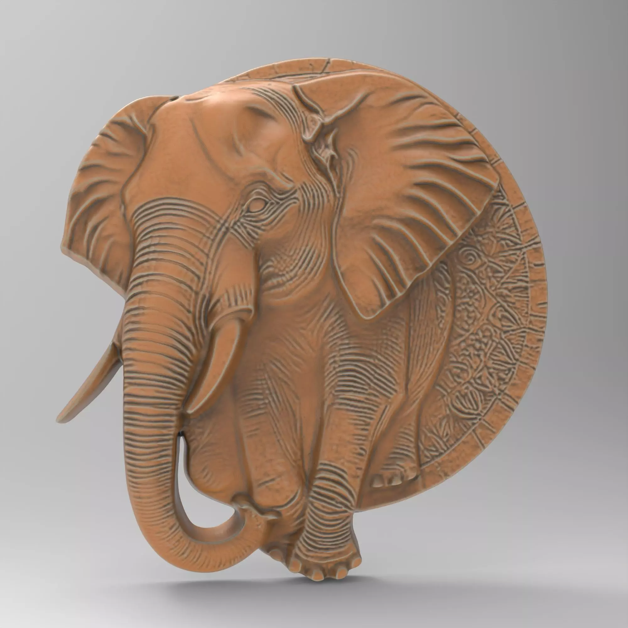 Elephant Wall Plaque Sculpture Lucky Medallion Jewelry 3D print model_0