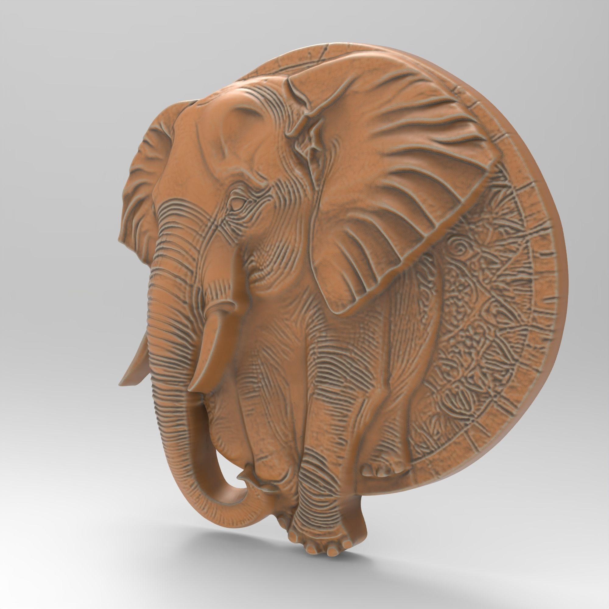 Elephant Wall Plaque Sculpture Lucky Medallion Jewelry 3D print model_1