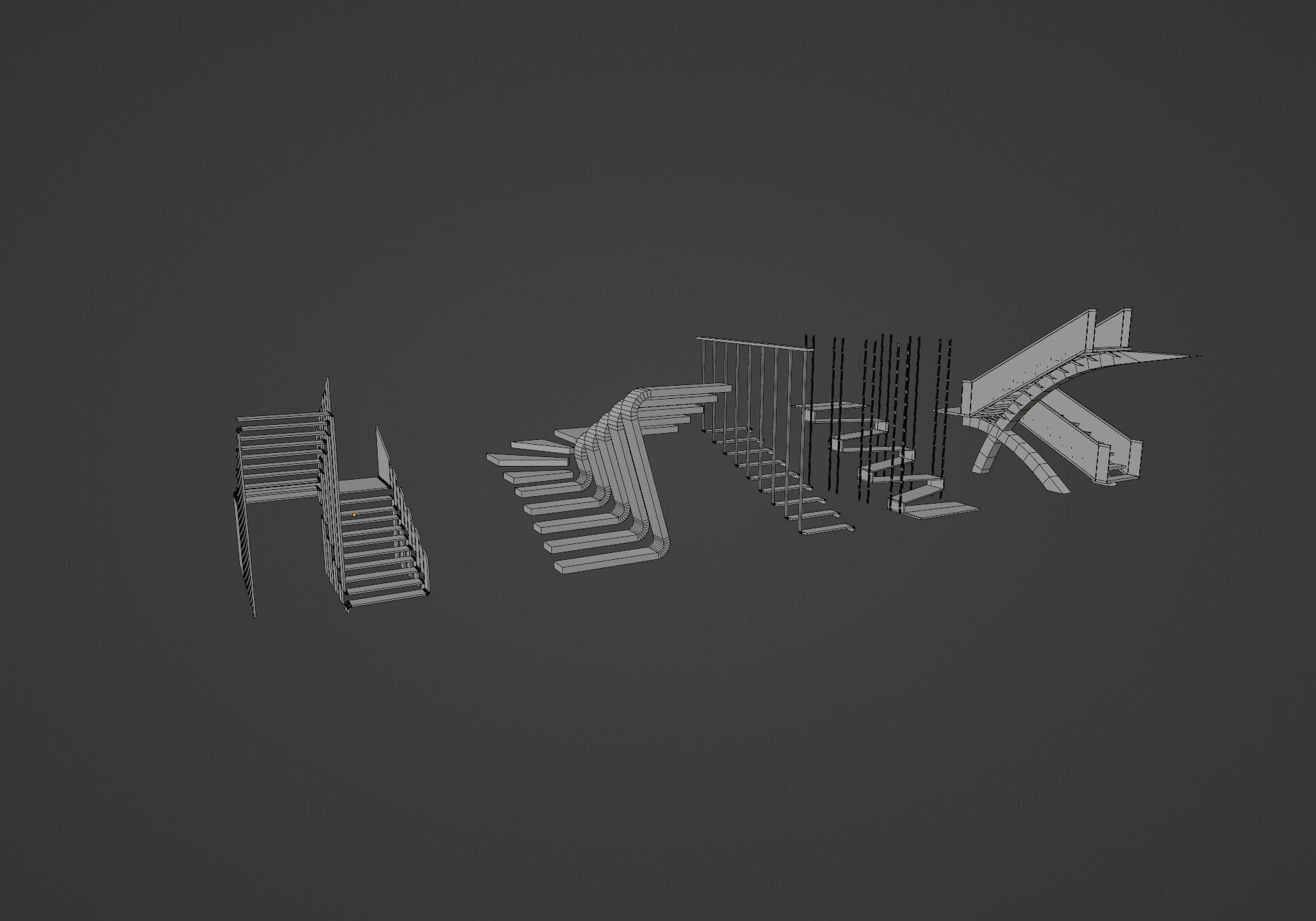 Modern Stairs Asset Low-poly 3D model_5