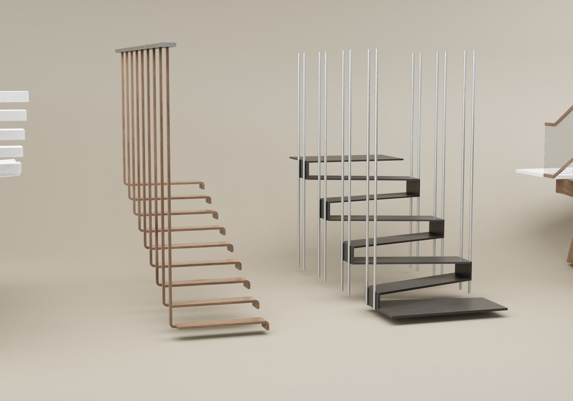 Modern Stairs Asset Low-poly 3D model_2