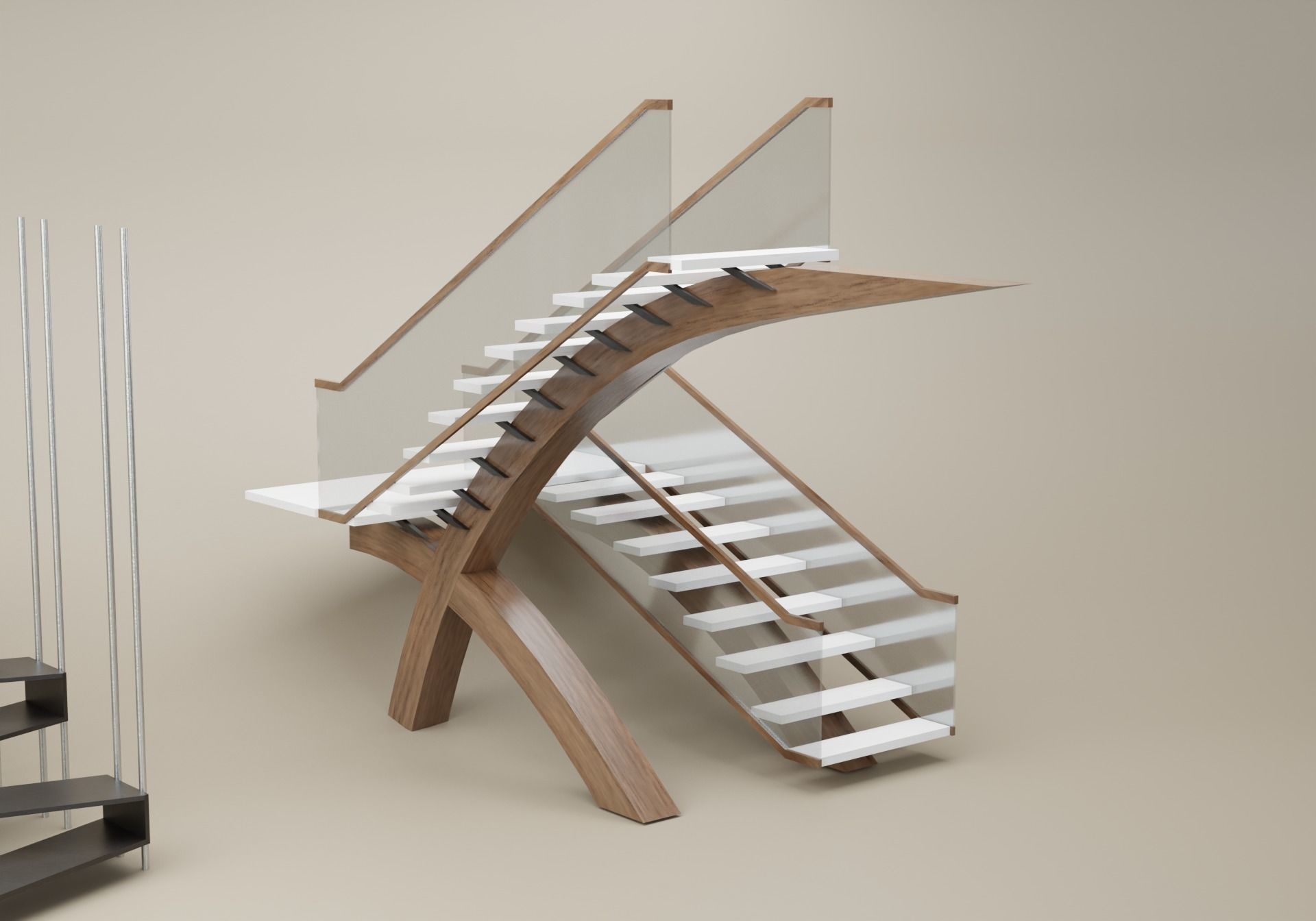 Modern Stairs Asset Low-poly 3D model_3