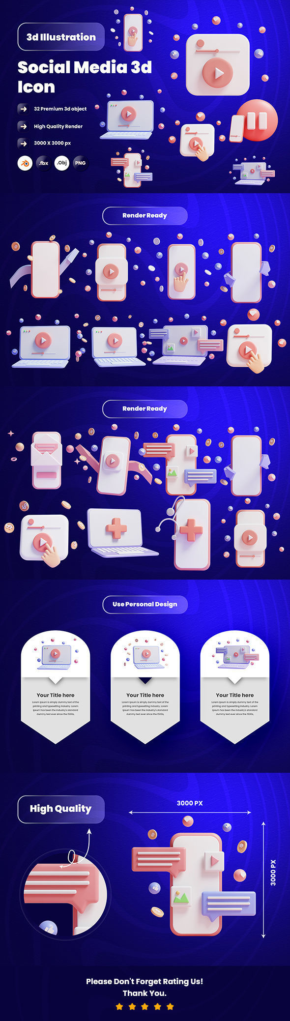 Social Media 3d Illustration  Icon Pack 3D model_4