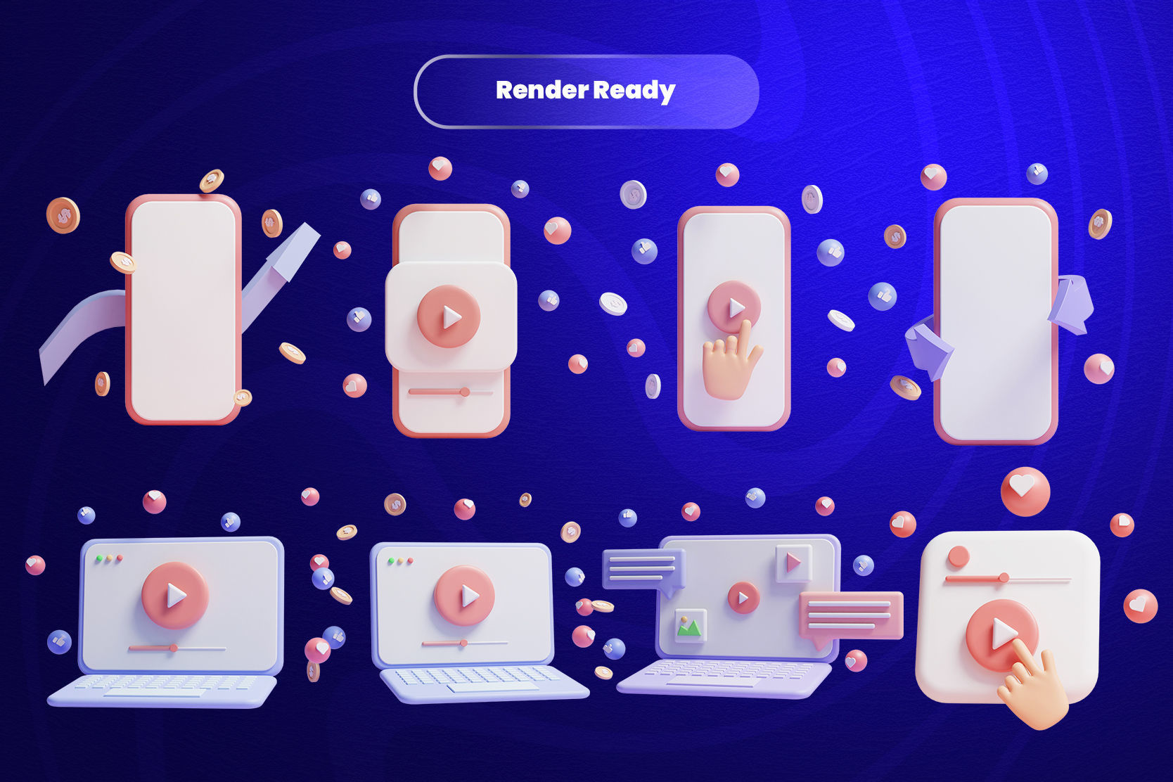 Social Media 3d Illustration  Icon Pack 3D model_1