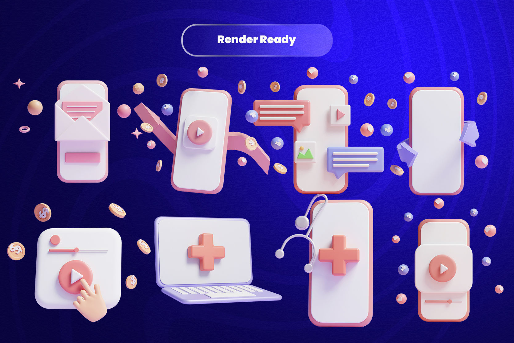 Social Media 3d Illustration  Icon Pack 3D model_2