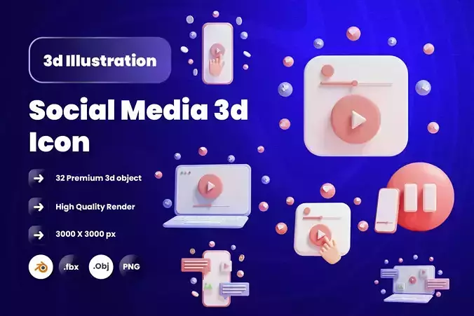 Social Media 3d Illustration  Icon Pack