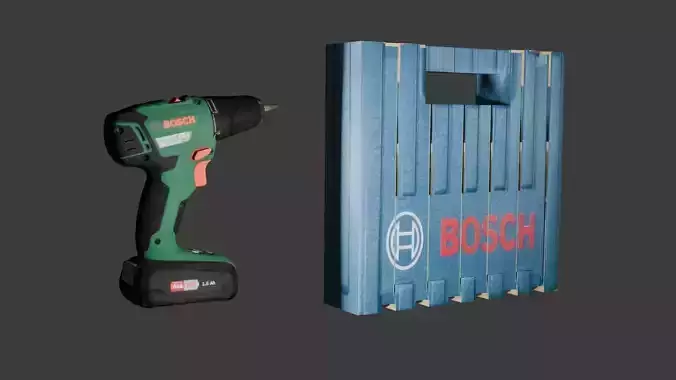 Drill machine Low-poly 3D model