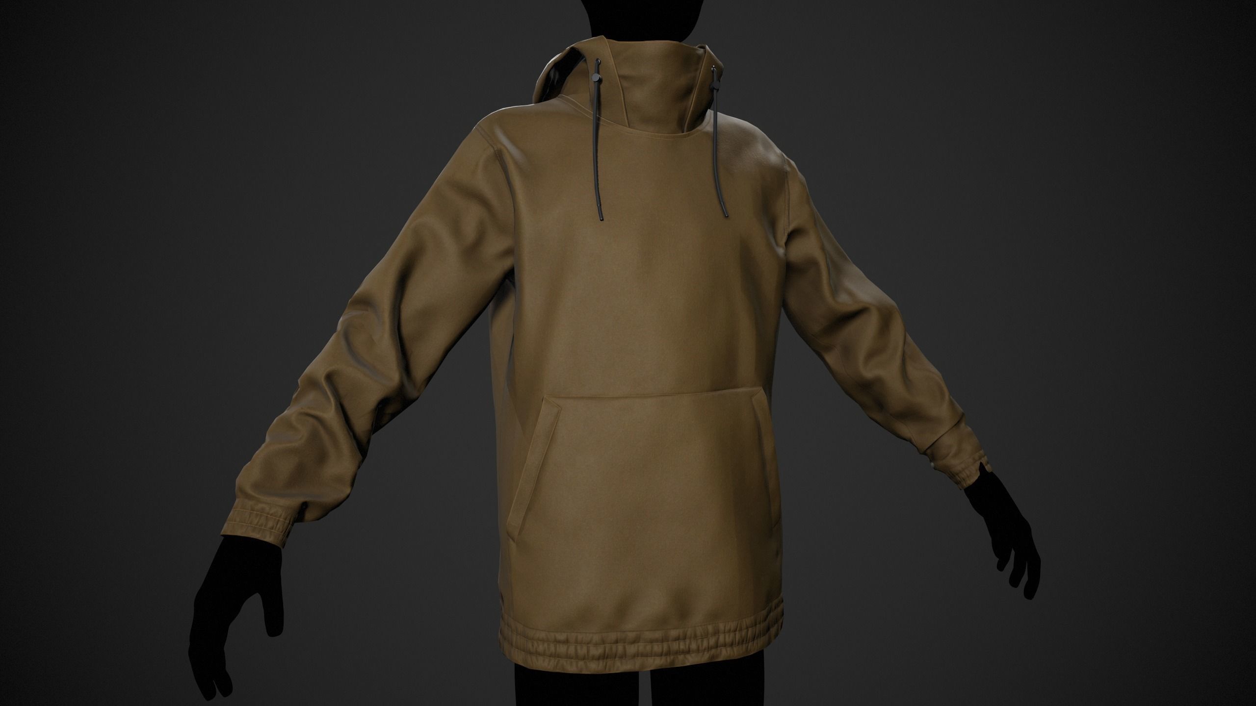 Brown Snowboard Hoodie Style 2 Low-poly 3D model_1