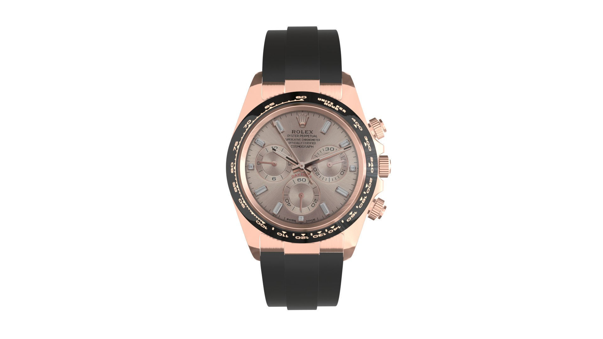 Rolex Cosmograph Daytona Pink Gold - Sundust Diamond-Set Dial Low-poly 3D model_1