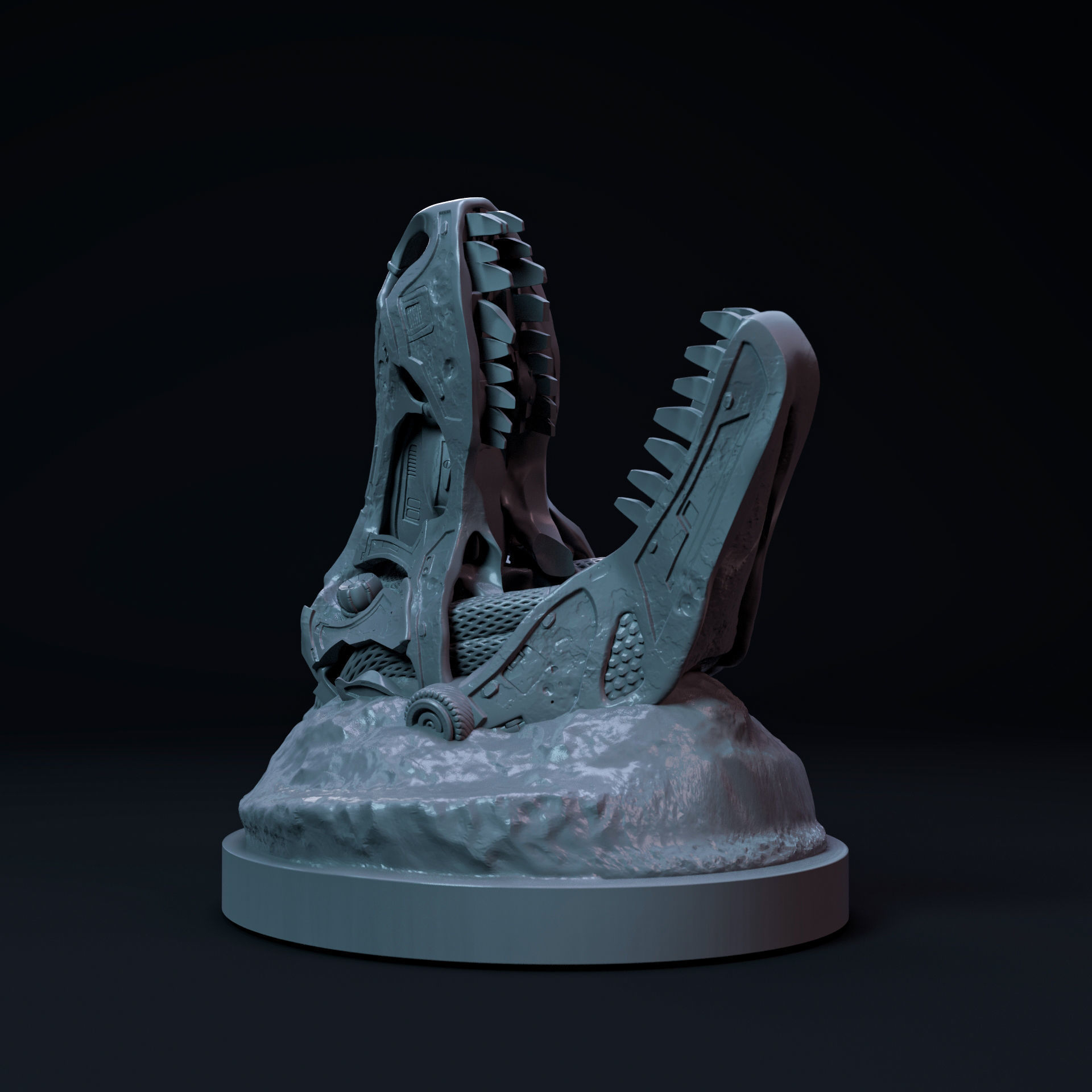 Tyrannosaurus mecha-robot pen holder pre-supported 3D print model_7