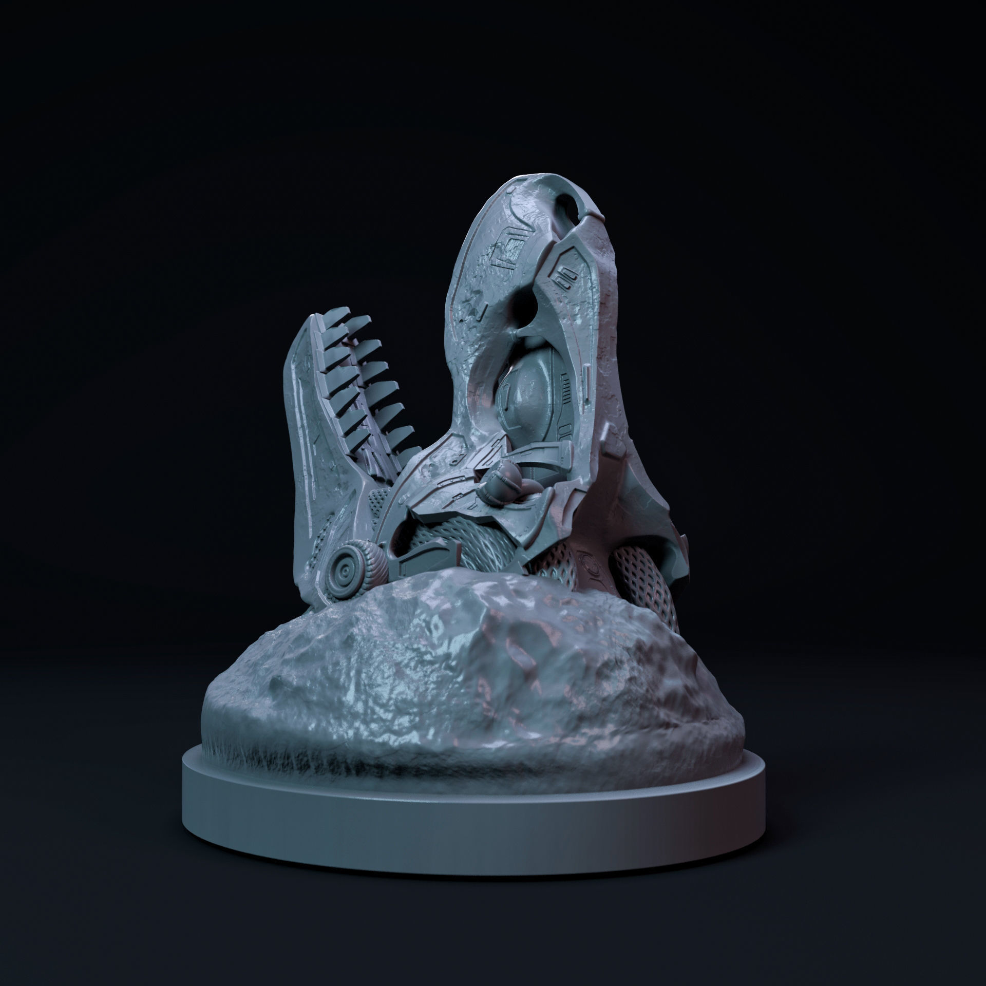 Tyrannosaurus mecha-robot pen holder pre-supported 3D print model_9