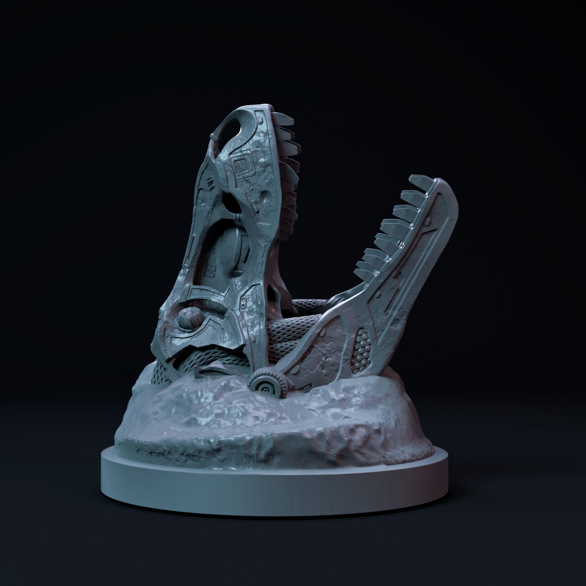 Tyrannosaurus mecha-robot pen holder pre-supported 3D print model_6