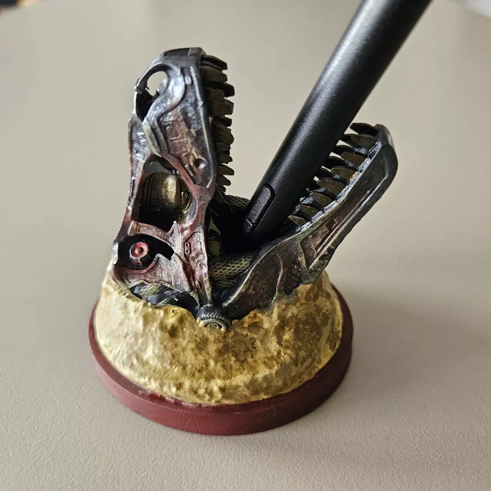 Tyrannosaurus mecha-robot pen holder pre-supported 3D print model_0