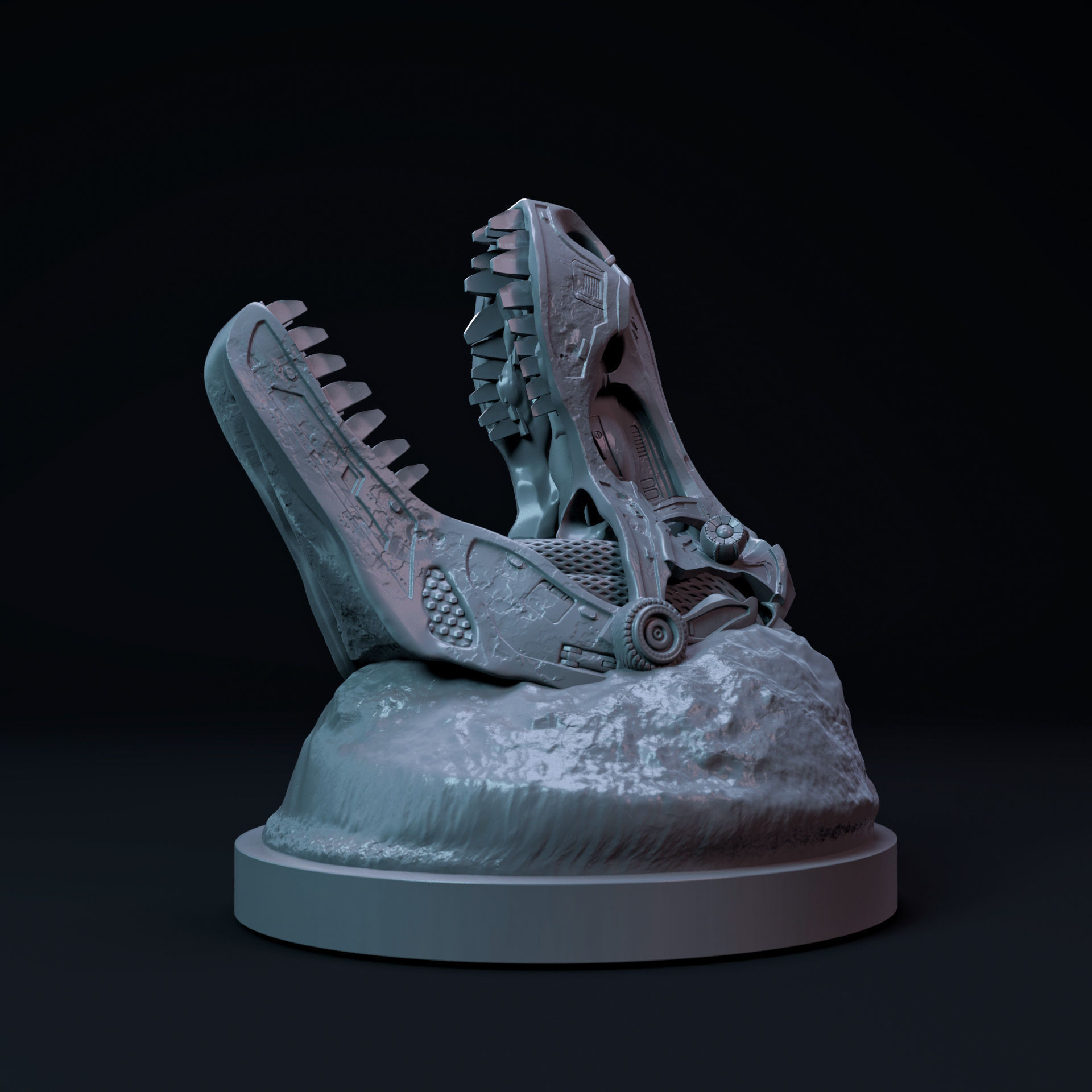 Tyrannosaurus mecha-robot pen holder pre-supported 3D print model_8