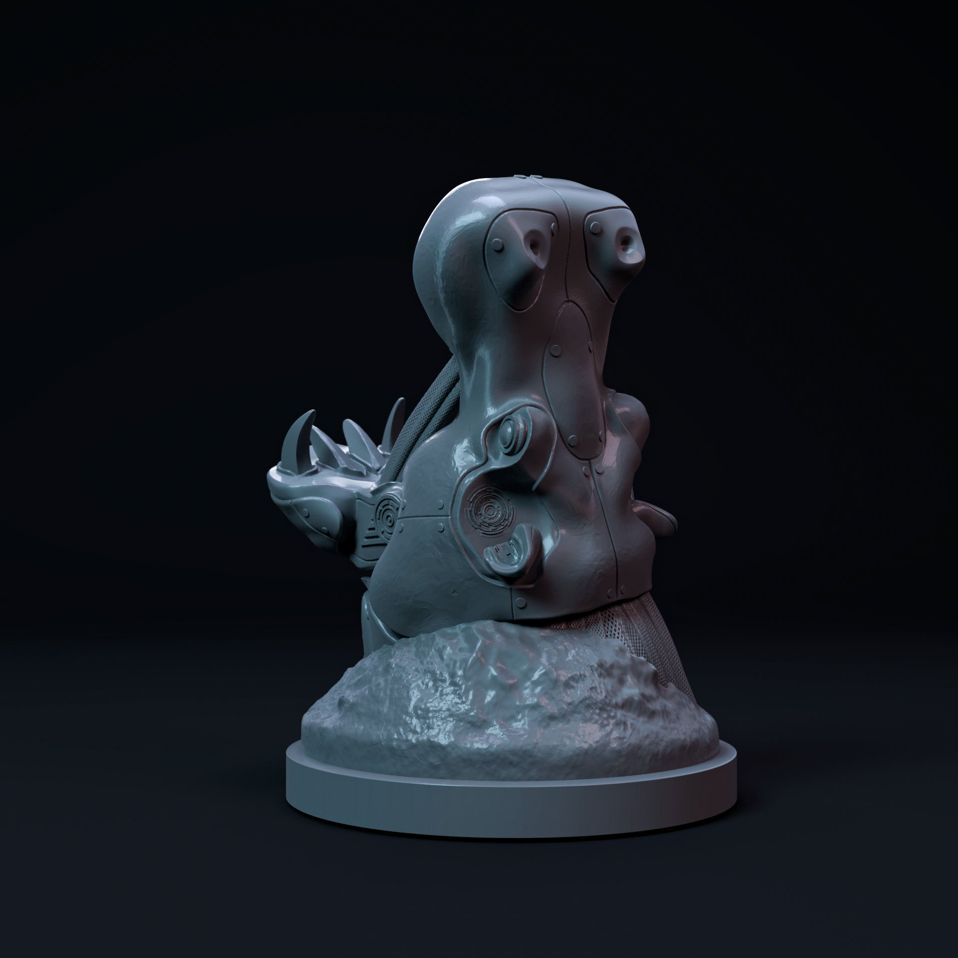 Hippopotamus mecha-robot pen holder pre-supported 3D print model_2