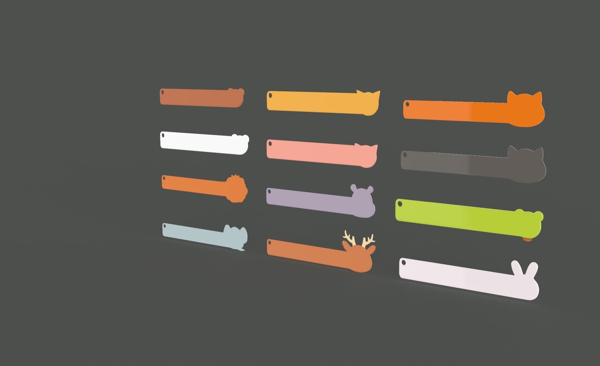 Ruler With Animal Adorable Pack 01 Low-poly 3D model_9