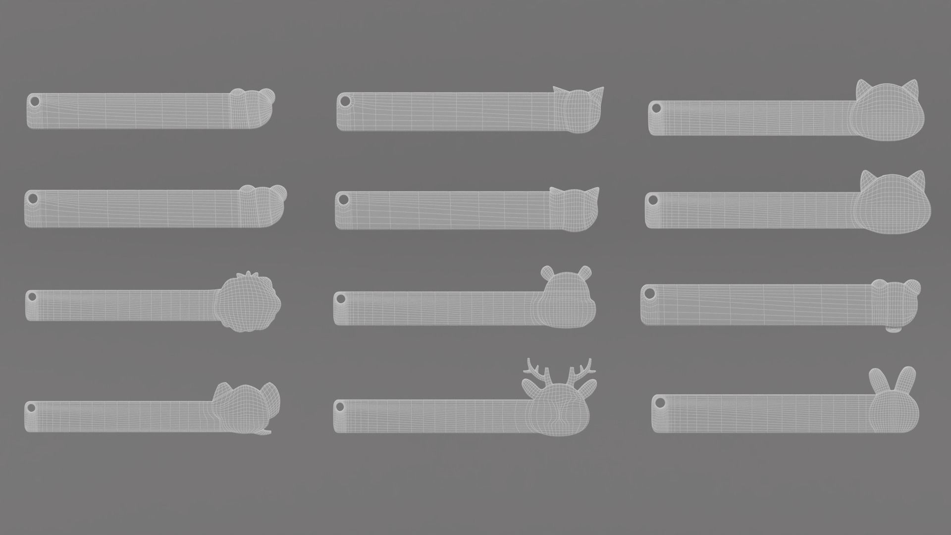 Ruler With Animal Adorable Pack 01 Low-poly 3D model_16