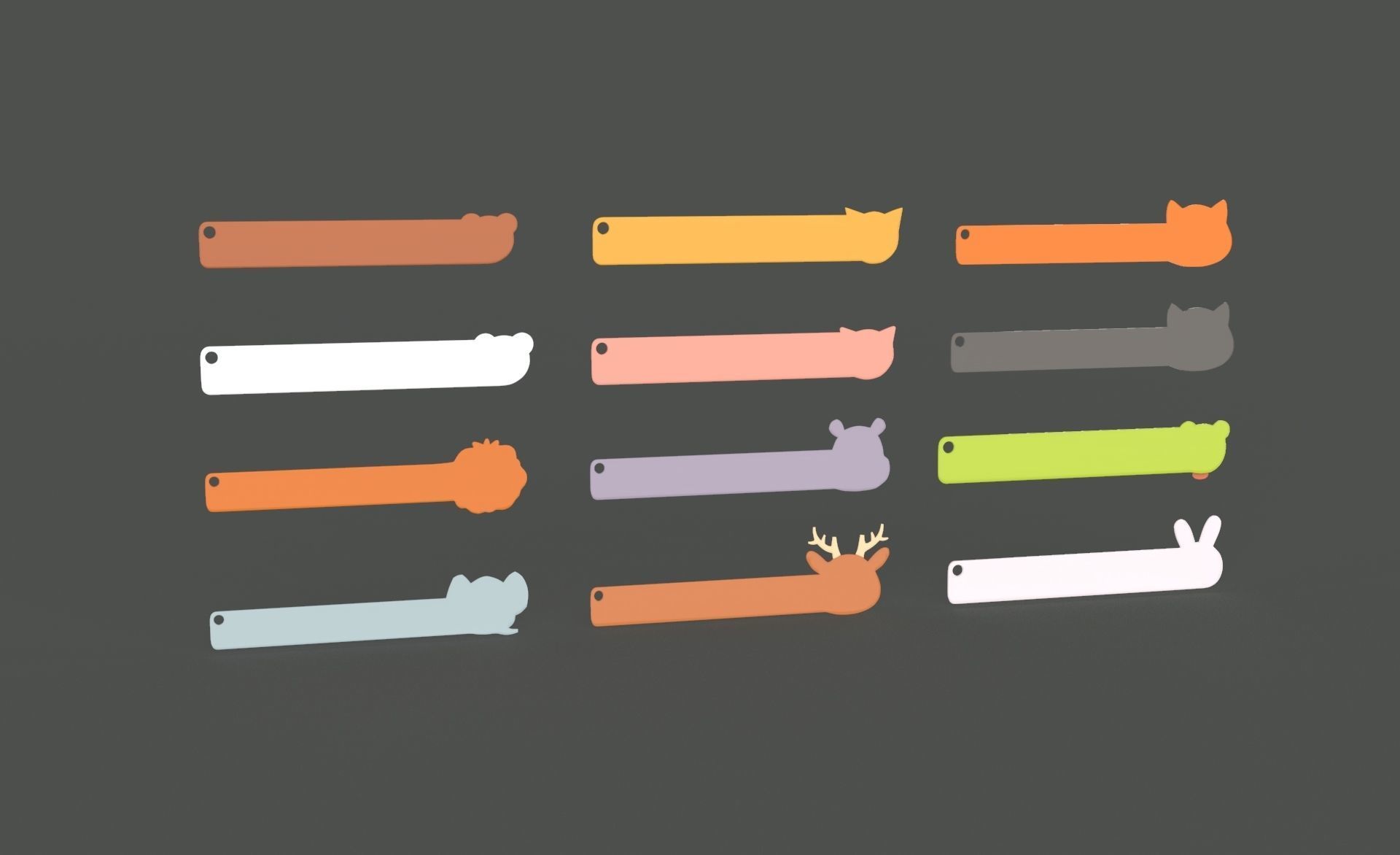 Ruler With Animal Adorable Pack 01 Low-poly 3D model_7