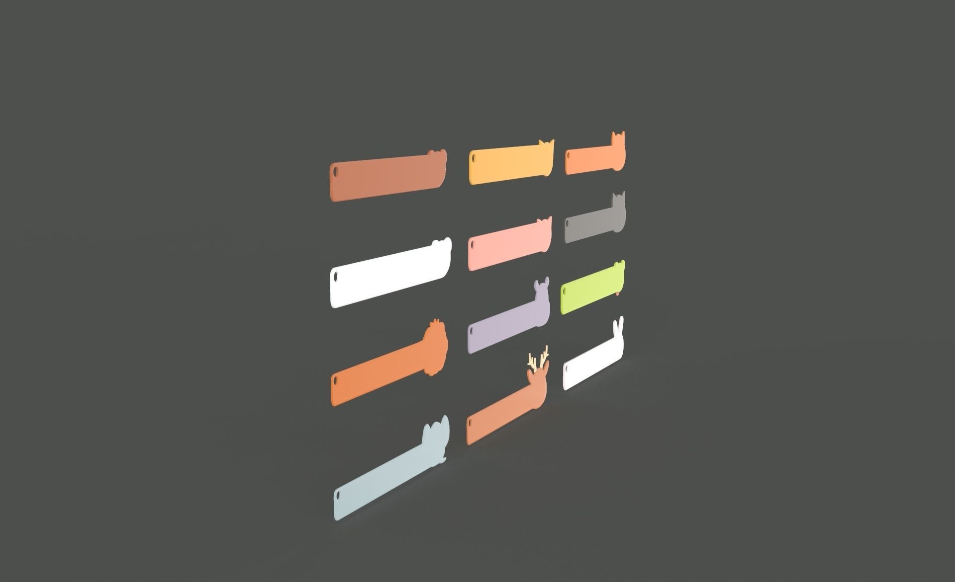 Ruler With Animal Adorable Pack 01 Low-poly 3D model_5