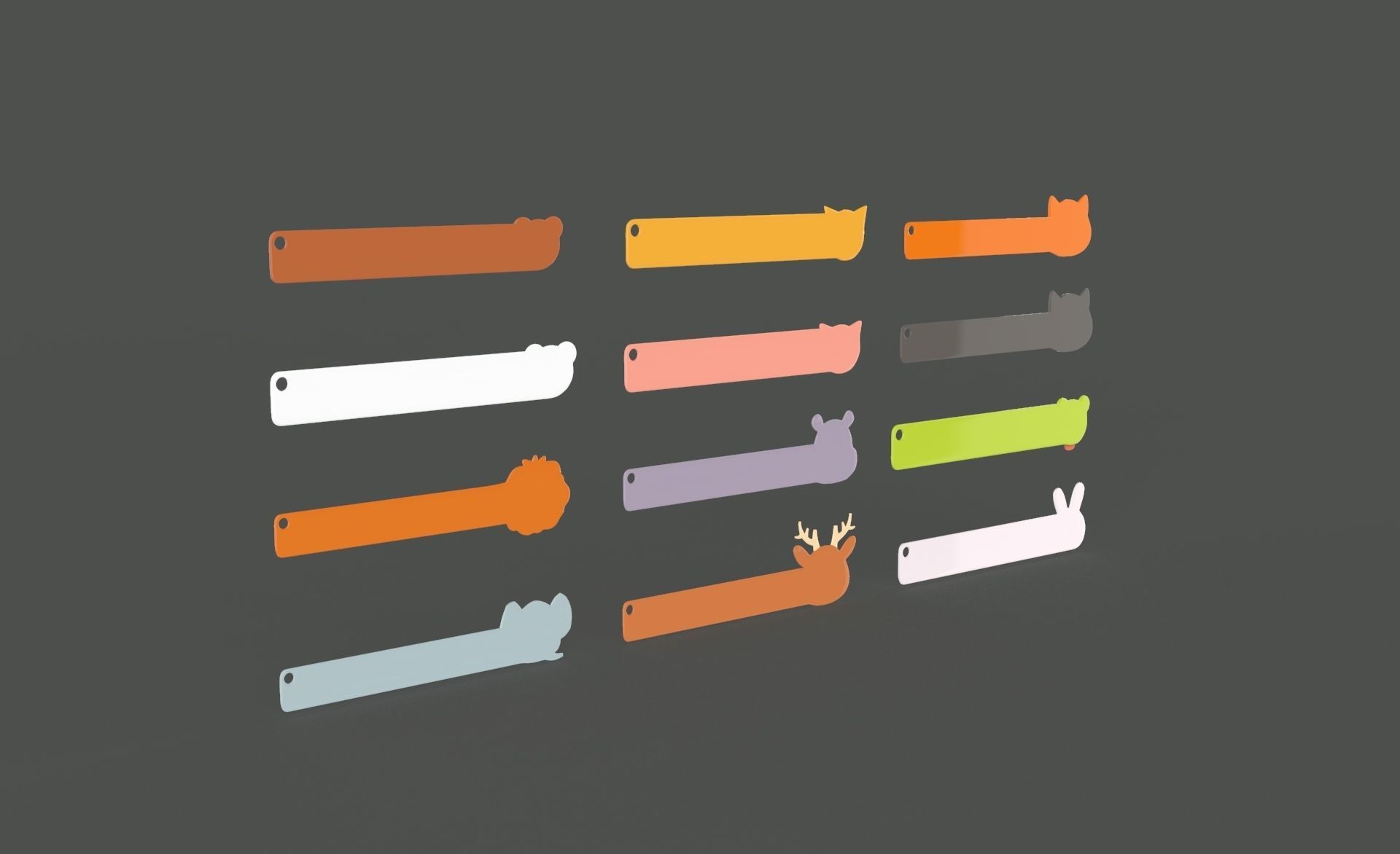 Ruler With Animal Adorable Pack 01 Low-poly 3D model_6