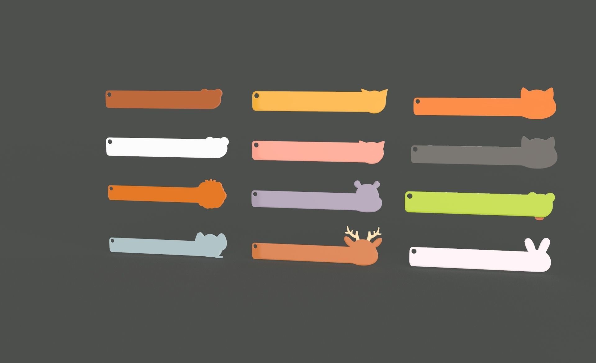 Ruler With Animal Adorable Pack 01 Low-poly 3D model_8