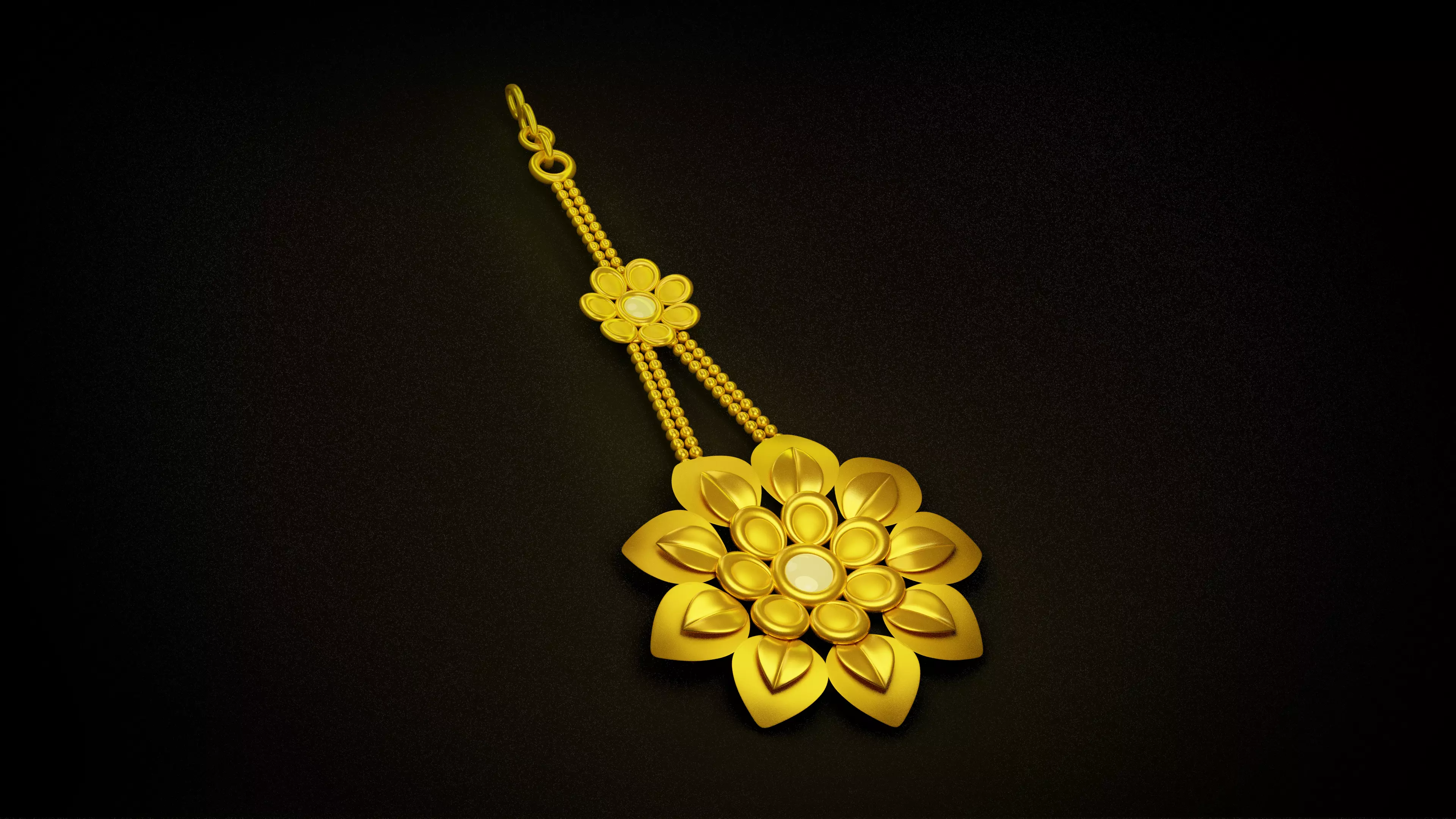 Maang Tikka Gold Jewellery Low-poly 3D model_0