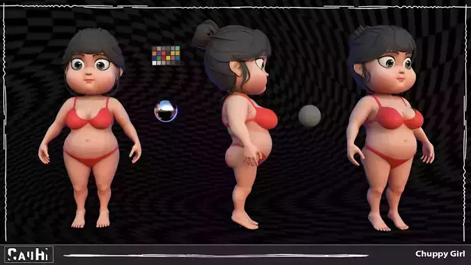 Chibi Girl Chuppy Low-poly 3D model