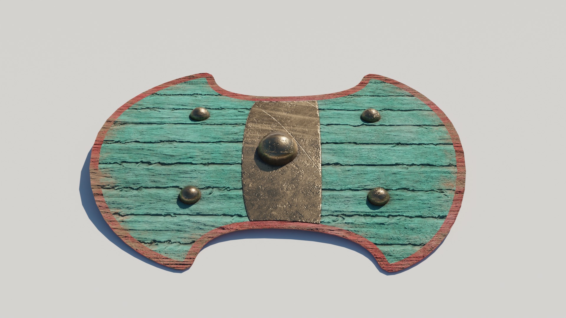 Wooden Shield Low-poly 3D model_2