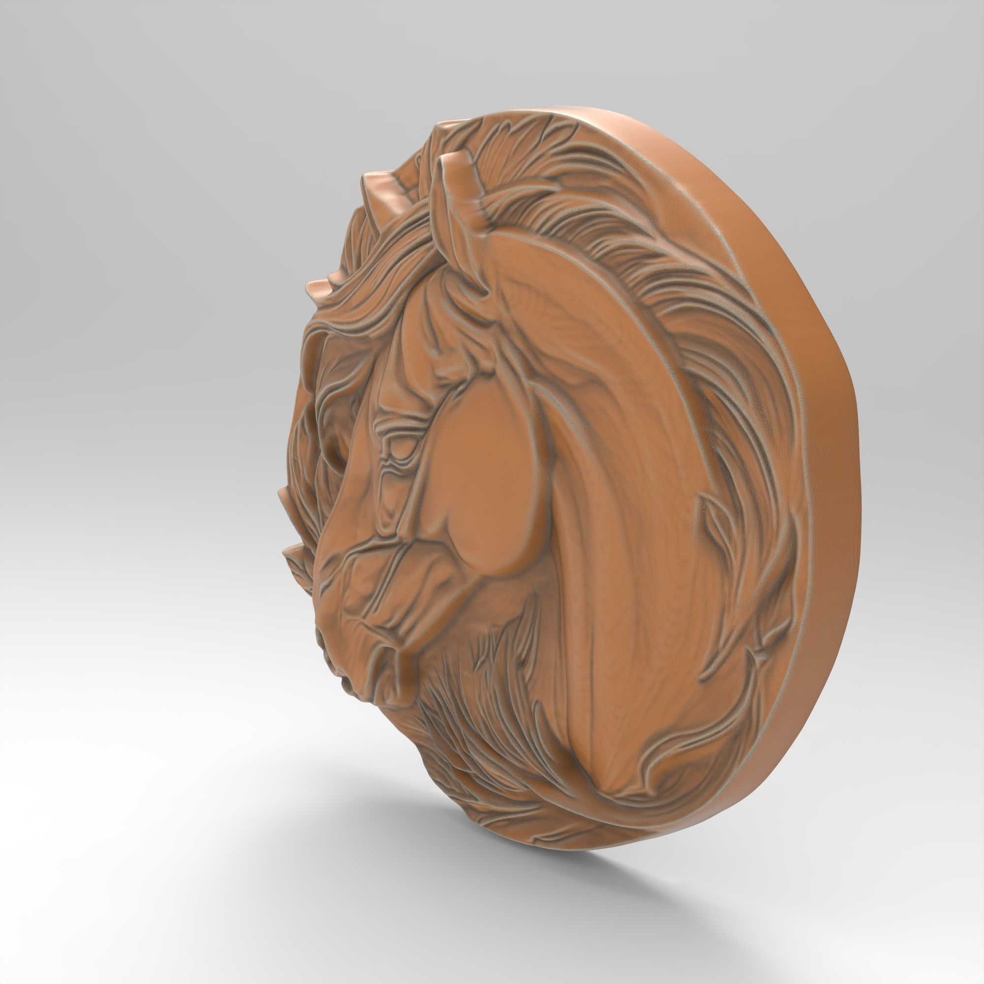 Round Horse Head Relief Carving File For CNC Router 3D Printer 3D print model_2