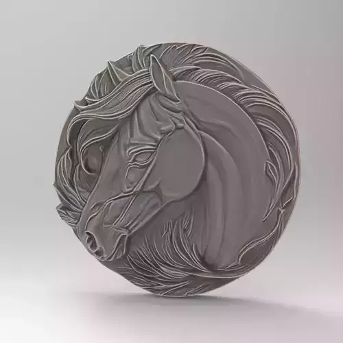 Round Horse Head Relief Carving File For CNC Router 3D Printer