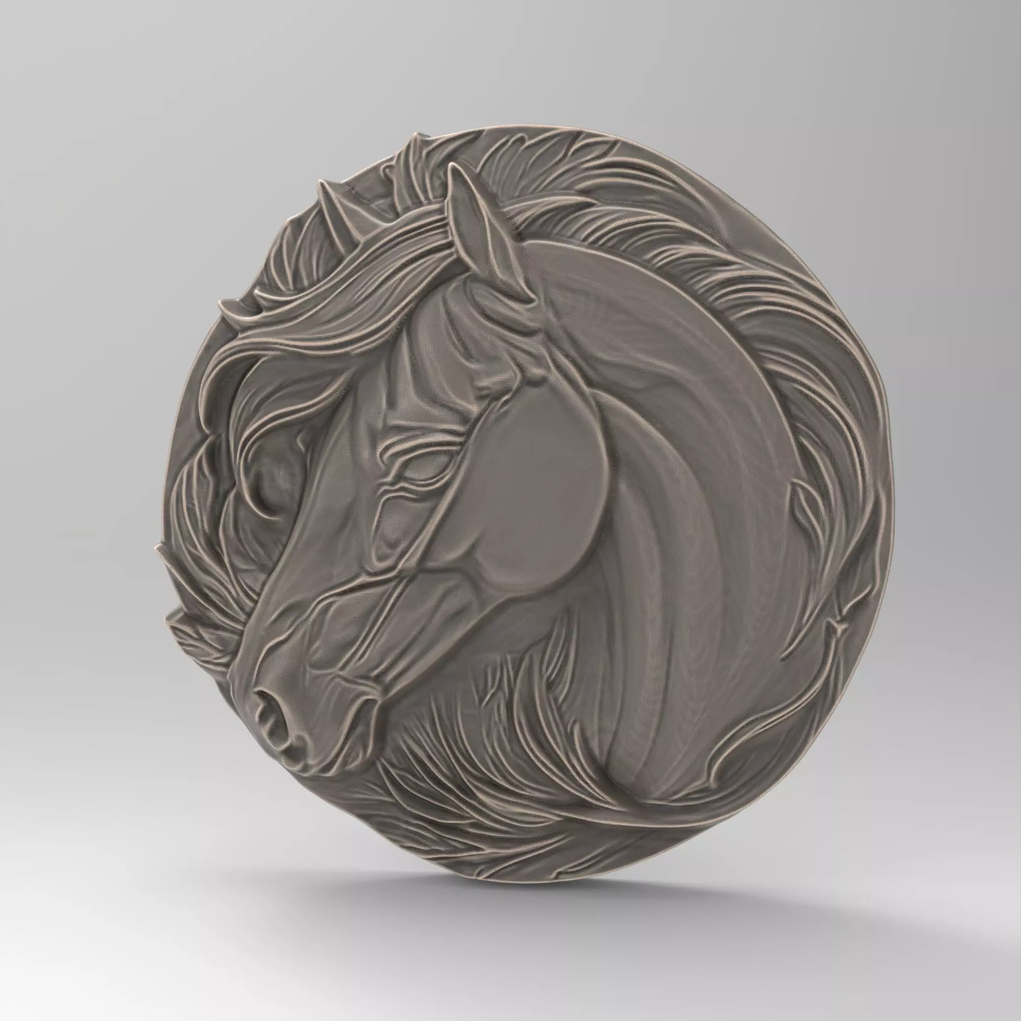 Round Horse Head Relief Carving File For CNC Router 3D Printer 3D print model_0