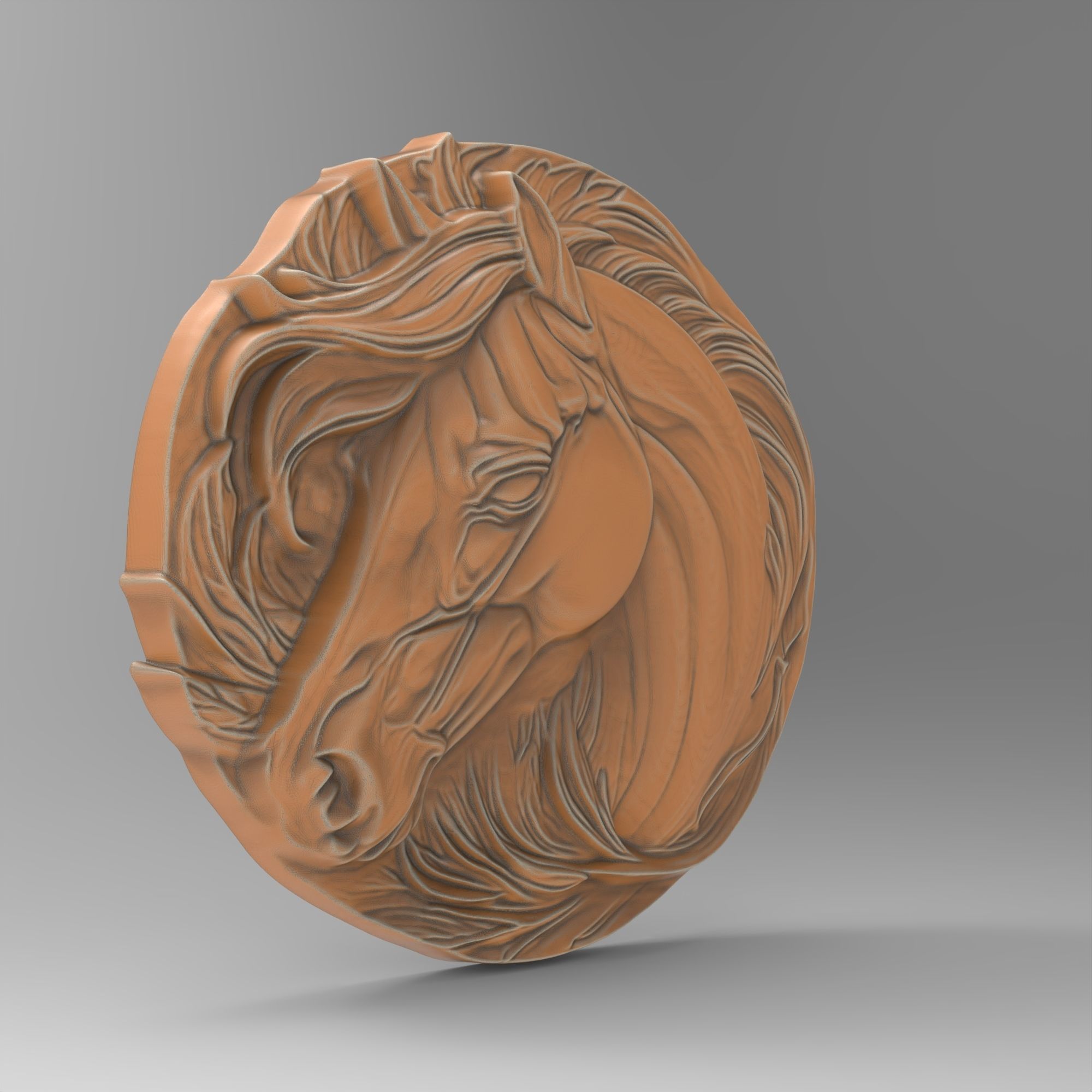 Round Horse Head Relief Carving File For CNC Router 3D Printer 3D print model_3