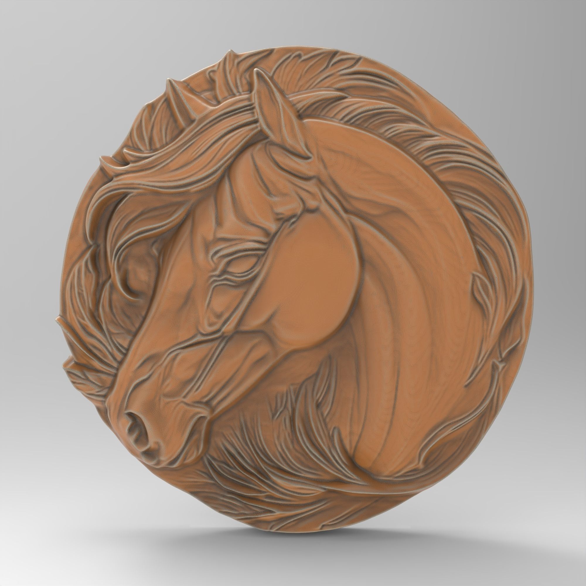 Round Horse Head Relief Carving File For CNC Router 3D Printer 3D print model_1