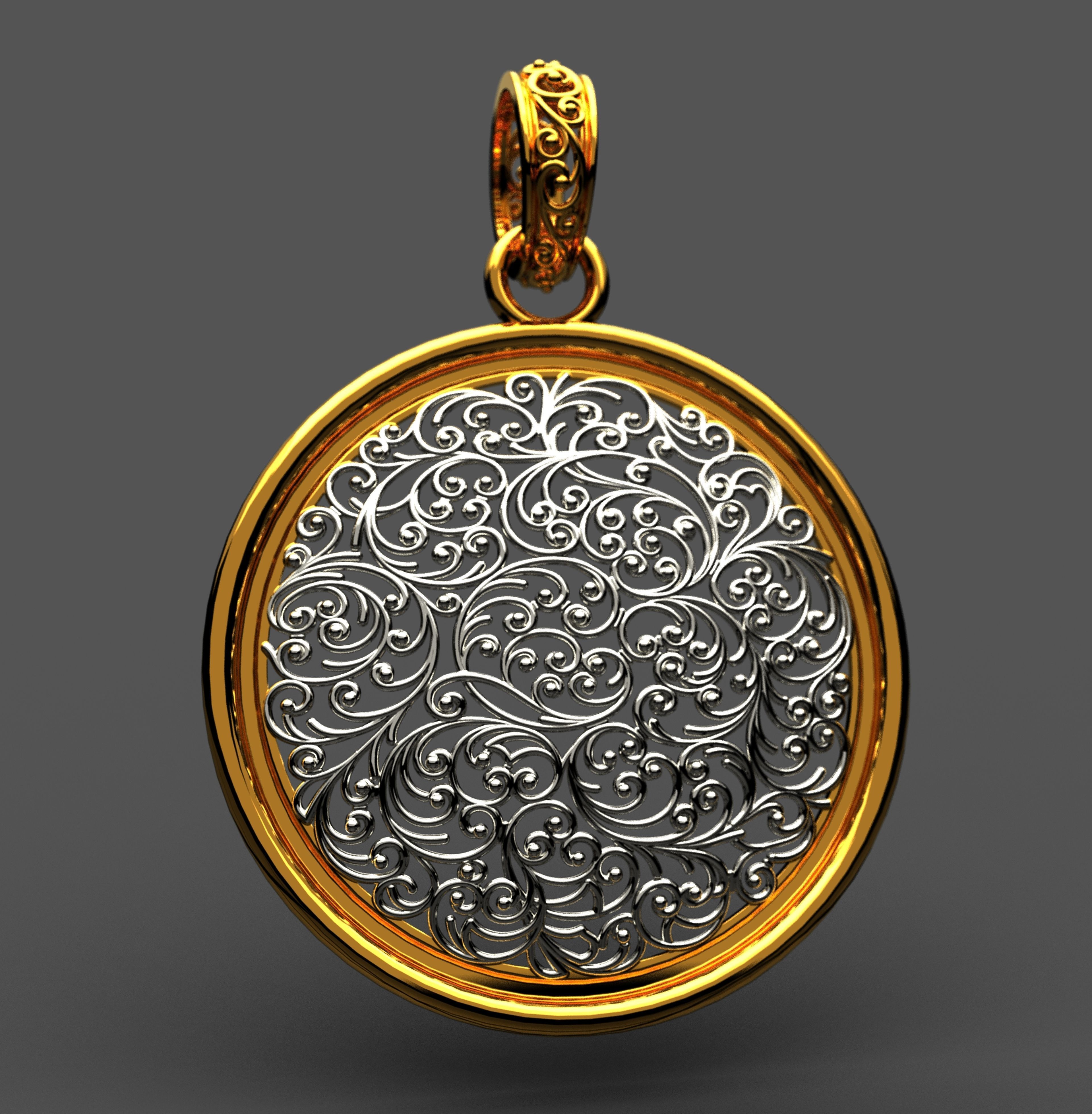  pendant with pattern 3D print model_2