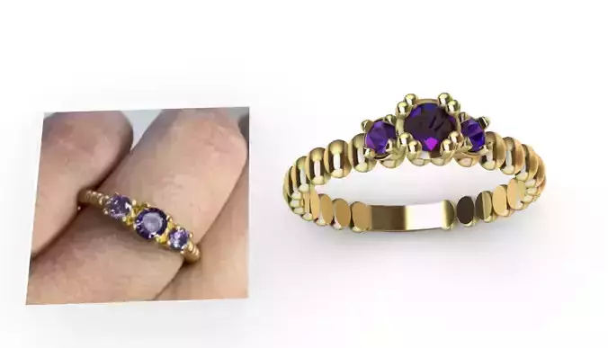 Anillo solitario para dama-mujer -v- 3D print model