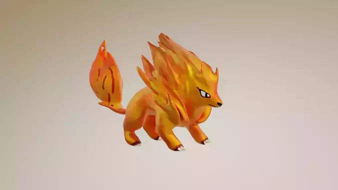 Stylized Fox Fire Monster 3D model