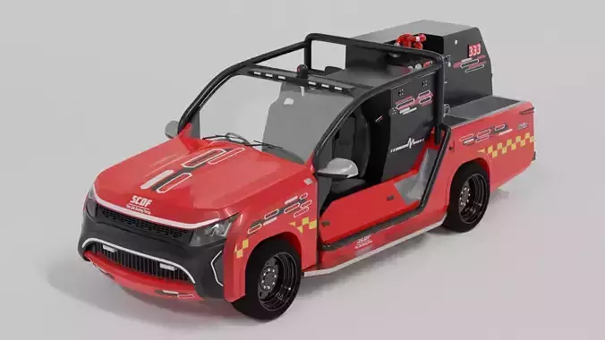 SCDF Life Saving Force Fire Truck 4x4 Red Vehicle 3D model