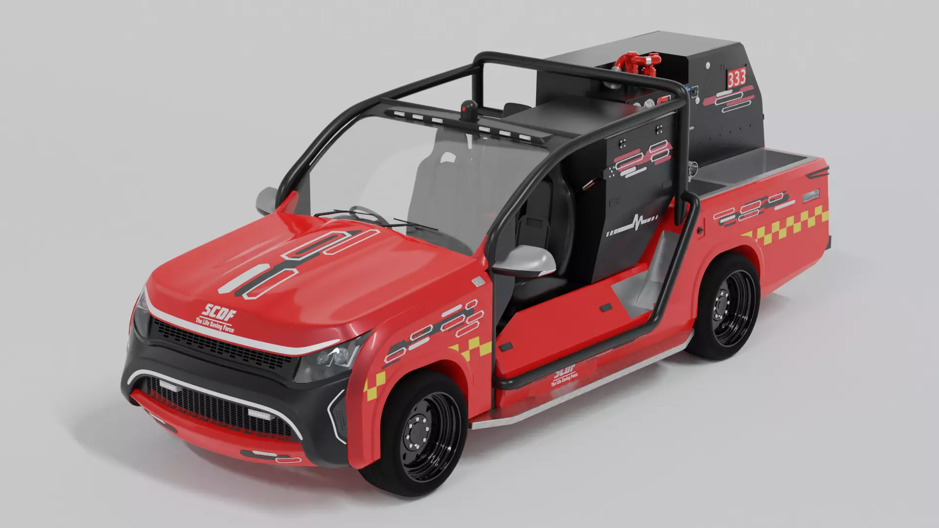 Life Saving Force Fire Truck 4x4 Red Vehicle 3D model