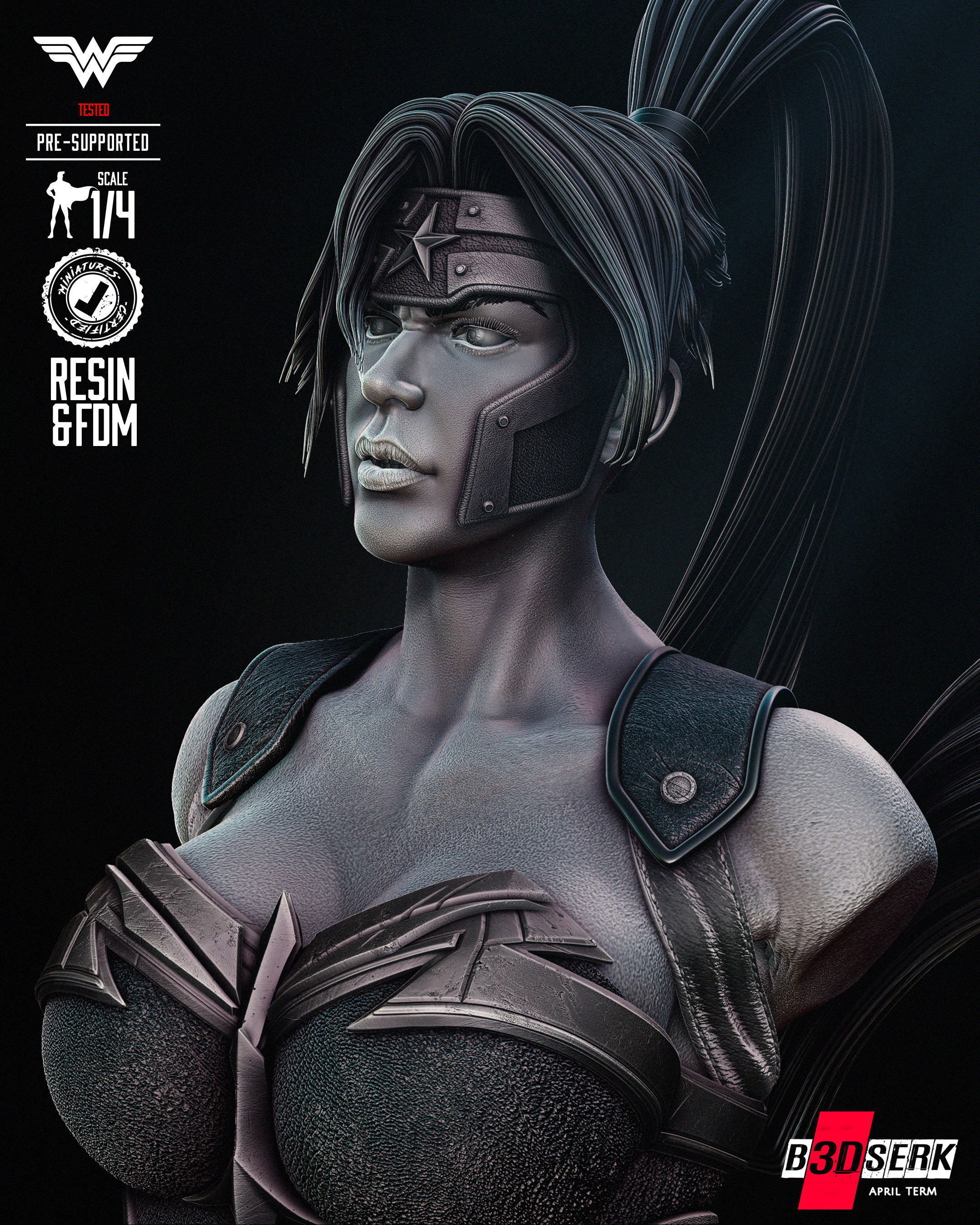 B3DSERK Artemis Bust Portrait Tested for 3D printing 3D print model_47