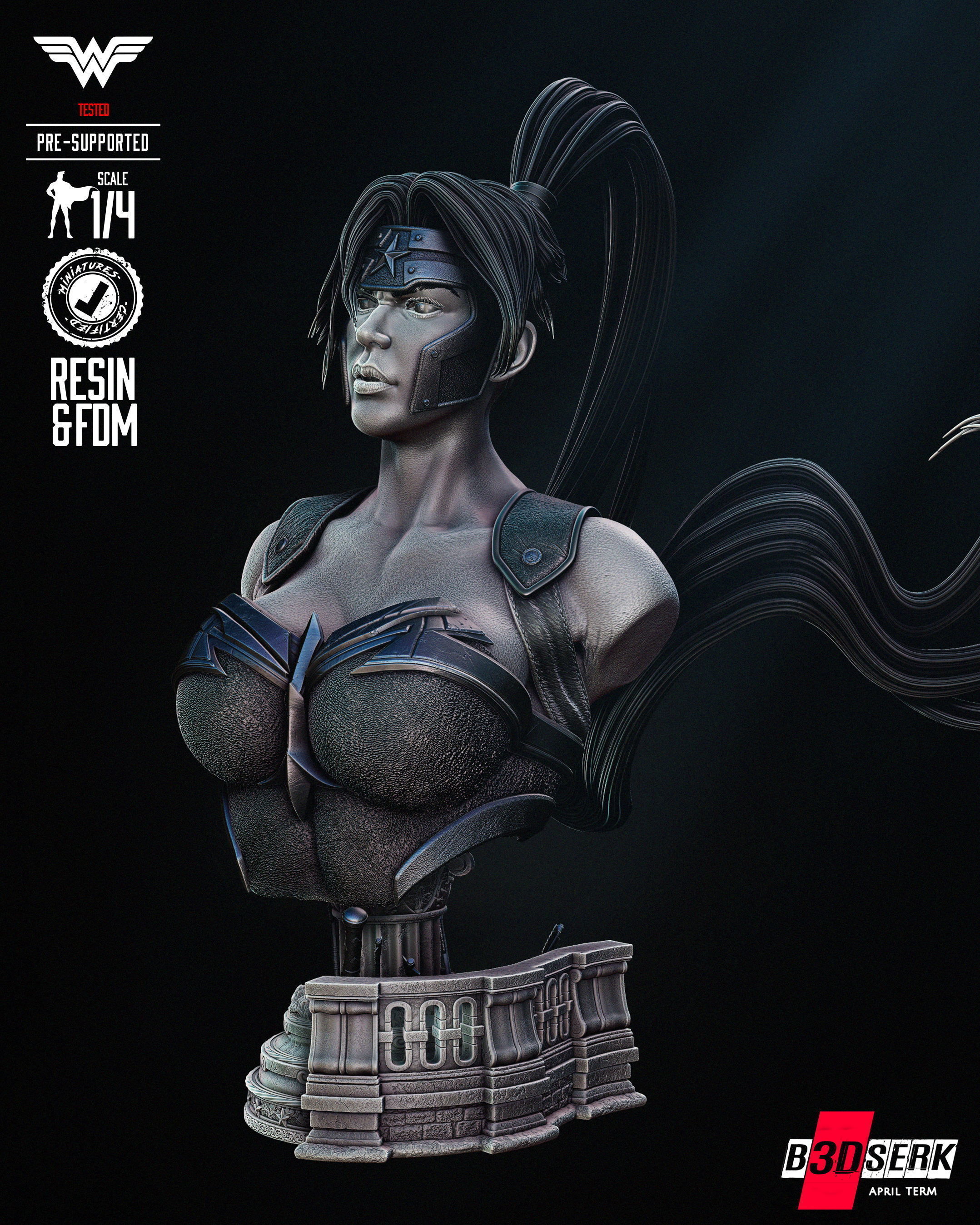 B3DSERK Artemis Bust Portrait Tested for 3D printing 3D print model_35