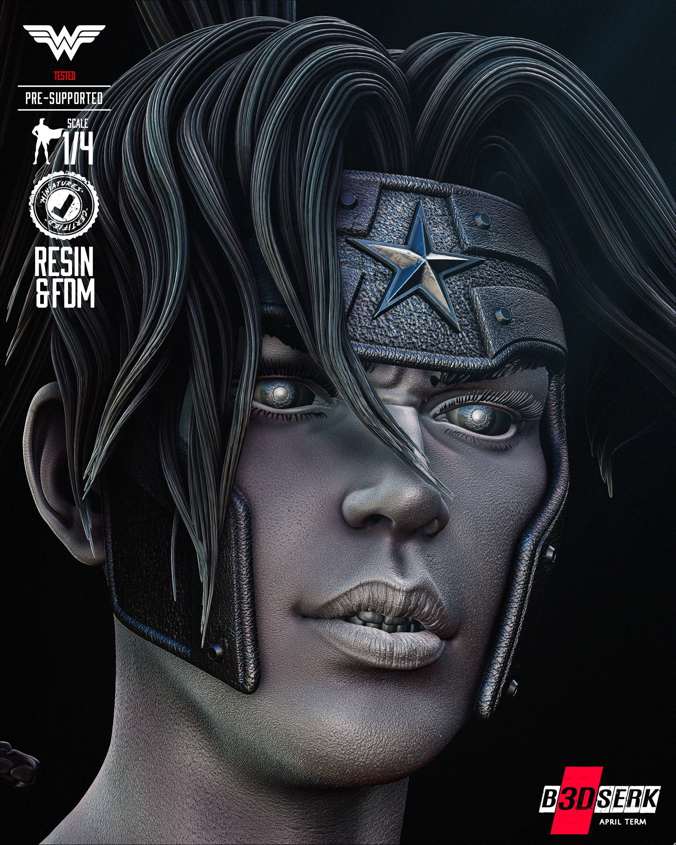 B3DSERK Artemis Bust Portrait Tested for 3D printing 3D print model_7