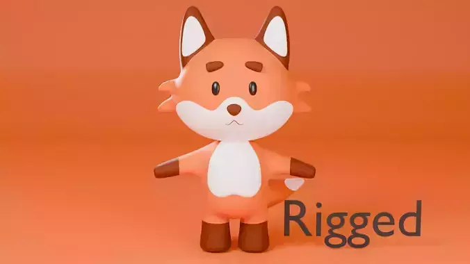 Cute Fox Character 3D Model 