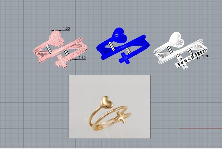 Conjunto de anillos para  Dama-mujer -v- 3D print model_1