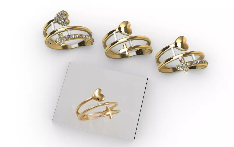 Conjunto de anillos para  Dama-mujer -v- 3D print model_0