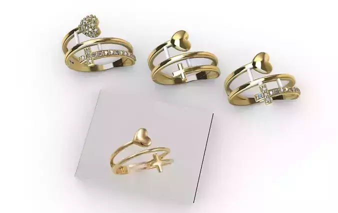 Conjunto de anillos para  Dama-mujer -v- 3D print model