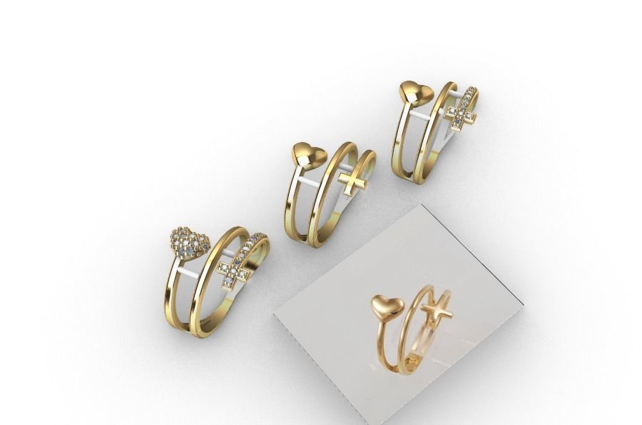 Conjunto de anillos para  Dama-mujer -v- 3D print model_6