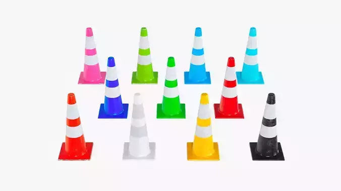 Traffic Elements Cone 2 Ver 3 Low-poly 3D model